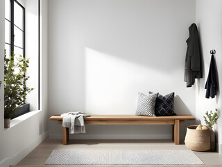 Weathered Beauty: Wooden Bench Bringing Rustic Warmth to Entryway