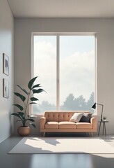 Naklejka premium Modern Living Room with Natural Light