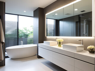 Tranquil Modern Bathroom Elegance - Minimalist Interior Perfection
