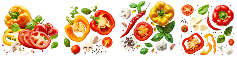 Sliced pepper Ingredients for pizza Hyperrealistic Highly Detailed Isolated On Transparent Background Png File