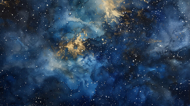 A surreal depiction of a mystical night sky, featuring surreal elements like galaxies, shooting stars, and surreal watercolor patterns. Generative AI