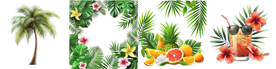 Summer tropic Hyperrealistic Highly Detailed Isolated On Transparent Background Png File