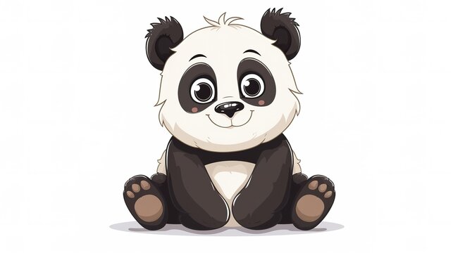 Cute panda cartoon isolated on white background, generative ai