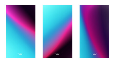 Set of Abstract liquid Gradient Vertical Background. Pink and Blue Fluid Color Gradient. Design Template For ads, Banner, Poster, Cover, Brochure, Wallpaper, and flyer. Vector.