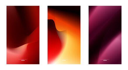 Set of Abstract liquid Gradient Vertical Background. Red and Black Fluid Color Gradient. Design Template For ads, Banner, Poster, Cover, Brochure, Wallpaper, and flyer. Vector.