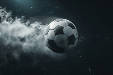 Naklejka premium soccer ball on black sky