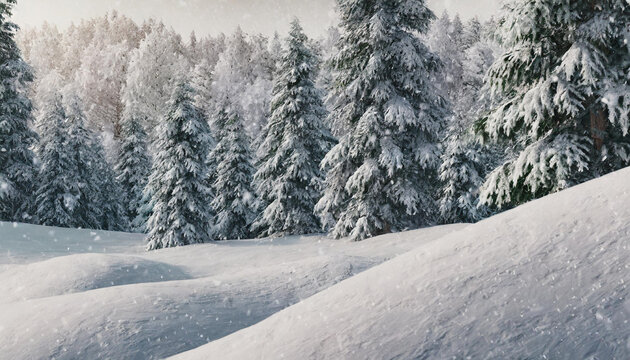 snow covered trees. Winter landscape image. 