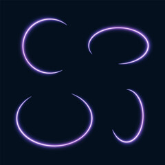 Neon shapes, round glowing lines, vector illustration.