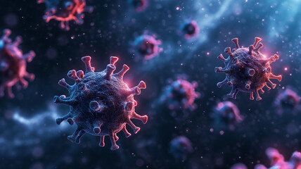 Close up illustration of viruses, 3d - obrazy, fototapety, plakaty