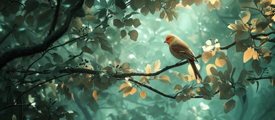 Enchanting Bird Perched on a Majestic Leafy Tree: A Perfect Harmony of Bird, Leafy, and Tree