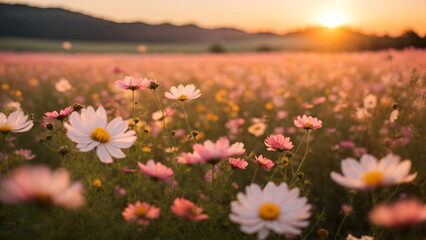 Cosmos flower blossom in field