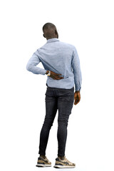 Fototapeta premium A man, full-length, on a white background, warming up