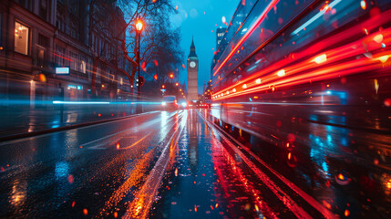 Fototapeta na wymiar LONDON by night fast motion