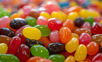 Colorful Delight - Closeup View of Jelly Beans Piled on a Tray