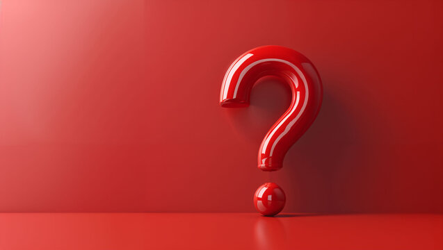 red question mark on red background