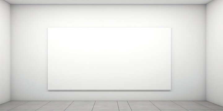 A bold visual feature: a big, empty white artwork in a simple room.