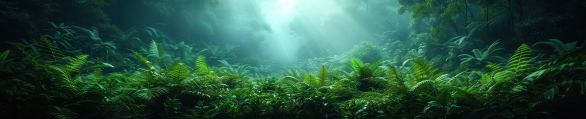 Obraz premium Mystical Fern Forest with Sunrays