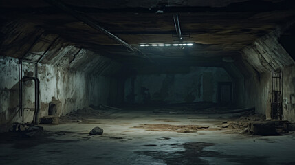 Fototapeta na wymiar An Old Destroyed Underground Bunker. The Ruins.