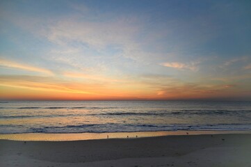 First light at daybreak above the ocean