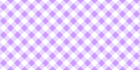 Purple picnic plaid texture. Diagonal gingham pattern. Tablecloth, oilcloth, basket napkin, blanket, handkerchief, wrapping paper, kitchen towel print. Flannel, linen or cotton material design.