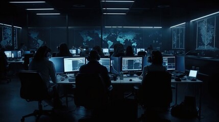 Cyber Security Team Operating in Dark Office Environment