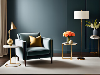 Luxurious Living Room with Elegant Armchair - Generative AI