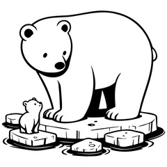 Polar Bear Standing on Ice Float.