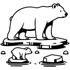 Polar Bear Standing on Ice Float.