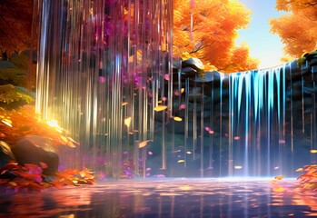 Soothing Rhythms, waterfall, rainbow