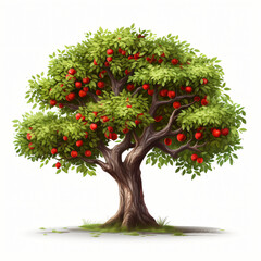 Apple Tree Cartoon Isolated on a White Background.
