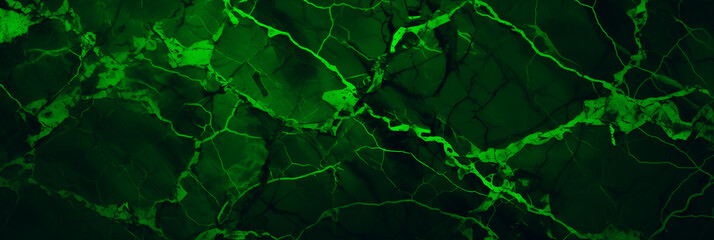 Dark green neon marble banner abstract stone background. Texture of the stone. Close-up. Dark rock grunge backdrop with copy space