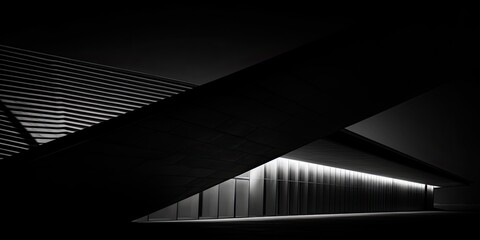 Monochrome image of modern architectural detail in the dark.