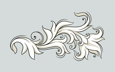 Baroque element concept. Traditional old style ornament and pattern. Social media sticker. Architecture of old Rome and Greece. Linear flat vector illustration isolated on grey background