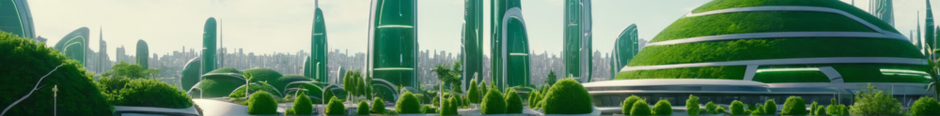 World earth day concept of a green futuristic city, eco city with plants and trees, futuristic sustainable city concept, sustainability, green planet, safe mother earth, website header, leaderboard