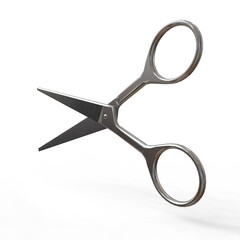 Retro Metal Professional Tailor Silver Scissors on a White Background