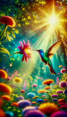 Fototapeta na wymiar Hummingbird and flower