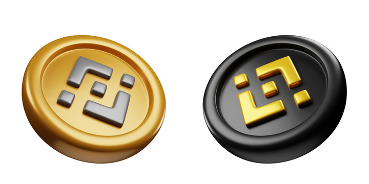 Binance or BNB Black Gold And Gold Silver Coin 3d Set rendering cryptocurrency illustration cartoon style, blockchain or cryptocurrency design