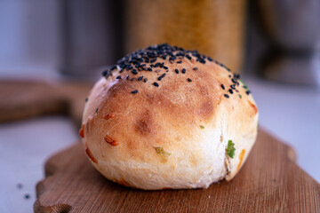 Delicious Cheesy Bread with cilantro and black sesame seeds baked to perfection 