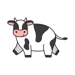 Cute cartoon cow on white background. Farm animal. Vector illustration