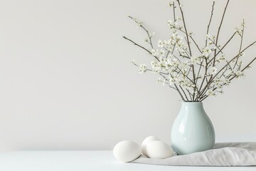 Minimalistic easter decor with a modern Clean aesthetic Featuring monochromatic color schemes