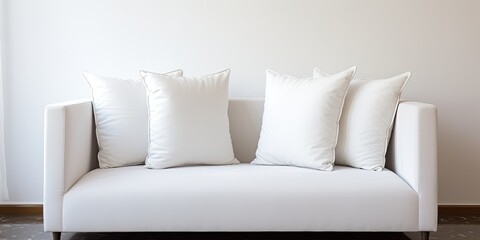 Modern white sofa with 2 pillows