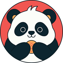 Cute panda cartoon holding biscuit