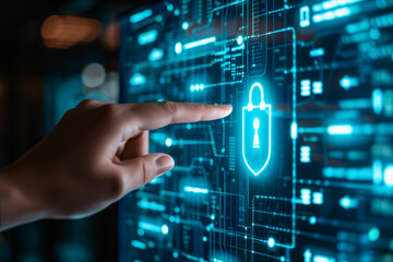 Cyber security. Online information protect, internet digital technology background. Save data. Lock