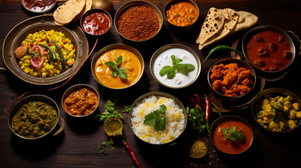 Assorted Various Indian Food