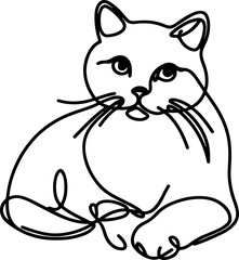 Single continuous line drawing of a cat's head. One continuous line style drawing. Vector illustration. Cat design, cat draw, minimalist, lineart