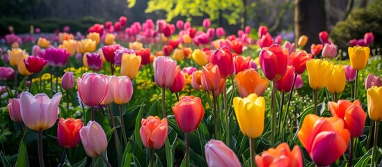 Breathtaking Tulip Flowers Grown in a Stunning Garden: A Display of Tulip flowers, Flourished and Thriving in an Exquisite Garden Setting