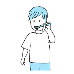 歯磨きをする男の子のイラスト
