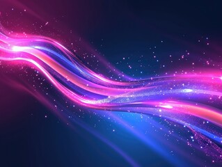 Fototapeta premium Beautiful colorful light effect of neon glow lights and flash. Background with flying design elements.blue background