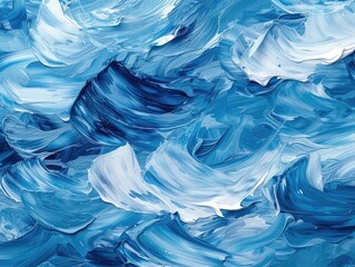 Blue waves abstract background texture. Print, painting, design, fashion.