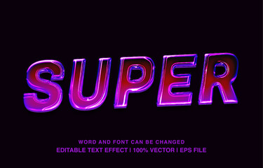 Super editable text effect template, purple glossy futuristic style typeface, premium vector	